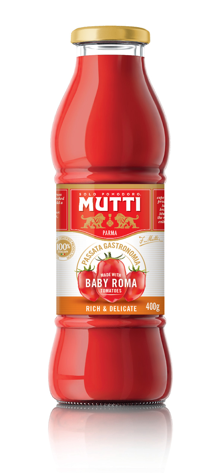 Tomato Puree-Gastronomia Baby Roma-400g bottleMutti 400g